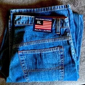 POLO RALPH LAUREN jeans loose/baggy vintage 90s embroidered flag logo